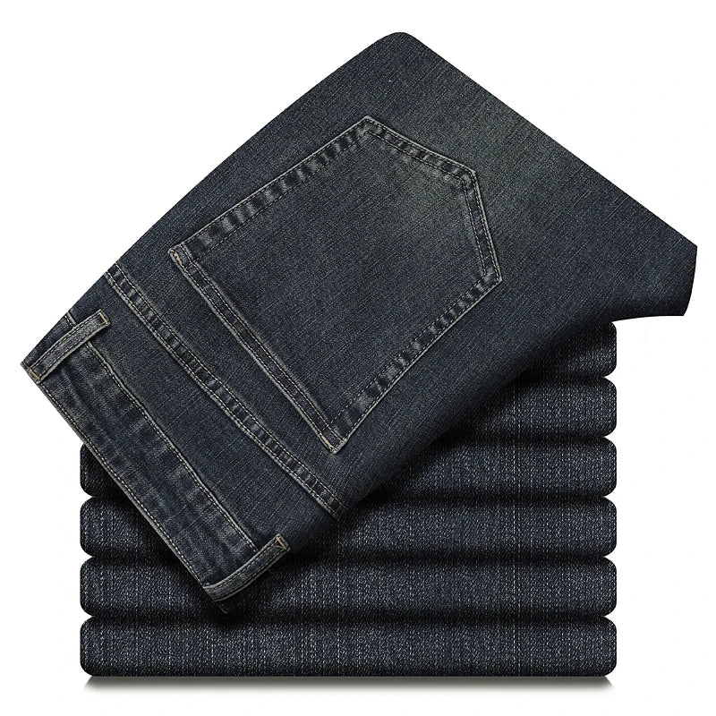 Jean Droit Ample Homme – Denim Léger Respirant Taille Haute Business Casual