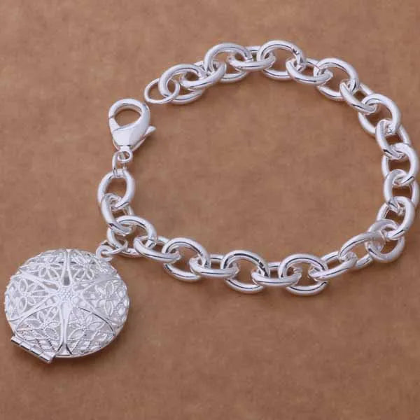 Bracelet Charm en Argent Sterling 925 – Chaîne Perlée Romantique pour Femme