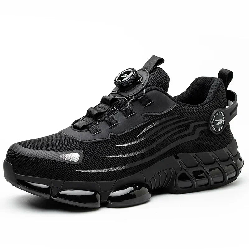 Rotary Button Safety Shoes 37-48 Size for Men, Men Women Steel Toe Cap Sneakers Lace-free Shoes Puncture-proof Anti-smash Boots