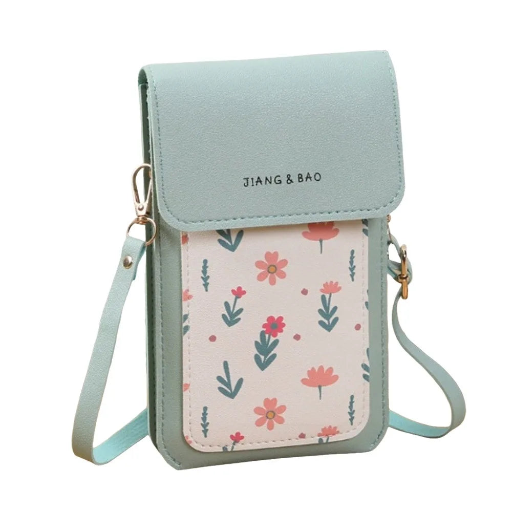 PU Leather Touch Screen Phone Bag Zipper Flap Wallet Crossbody Bags Large Capacity Multifunctional Shoulder Bag For Women