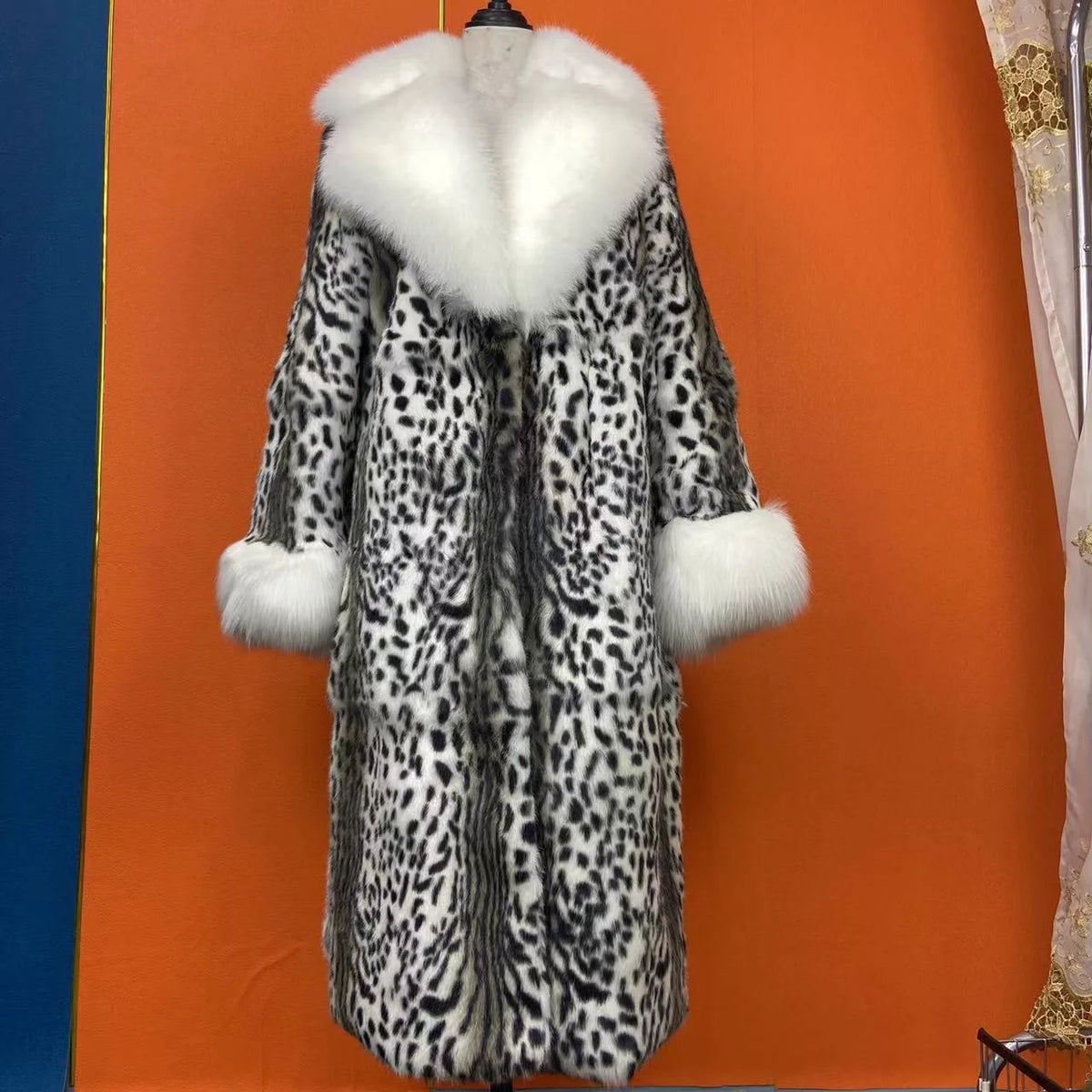 FURTJY – Manteau Femme Fourrure Naturelle de Lapin & Renard, Col Revers, Style Streetwear Chaud Hiver 2025
