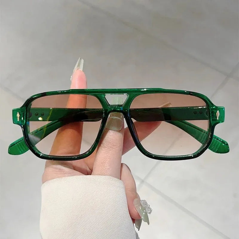 Lunettes de Soleil Vintage Double Pont Carrées UV400 – Femme & Homme