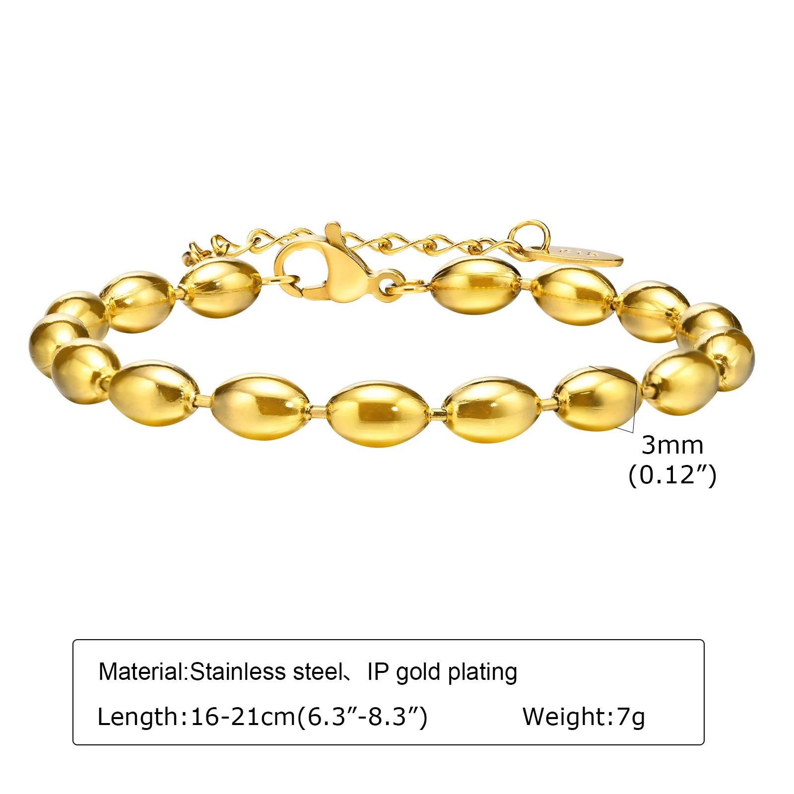 Bracelet Chaîne Acier Inoxydable Plaqué Or – Femme