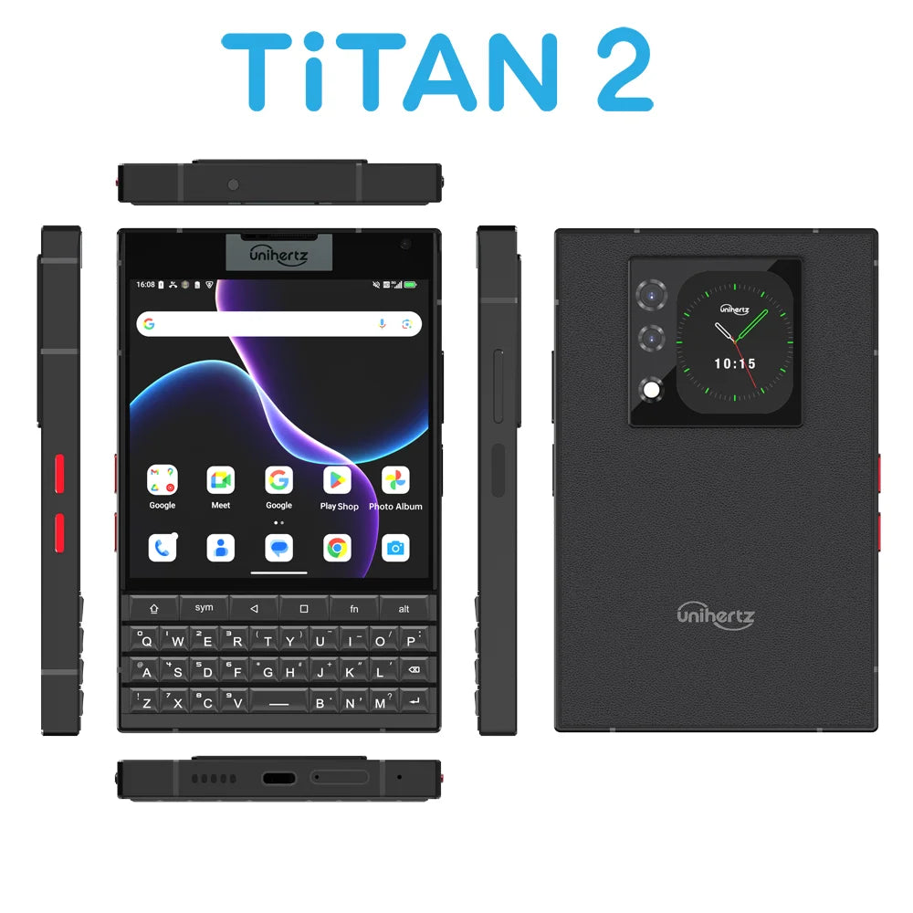 Unihertz Titan 2 – Smartphone 5G Clavier QWERTY, Android 15, Double Écran, 512 Go, 50MP