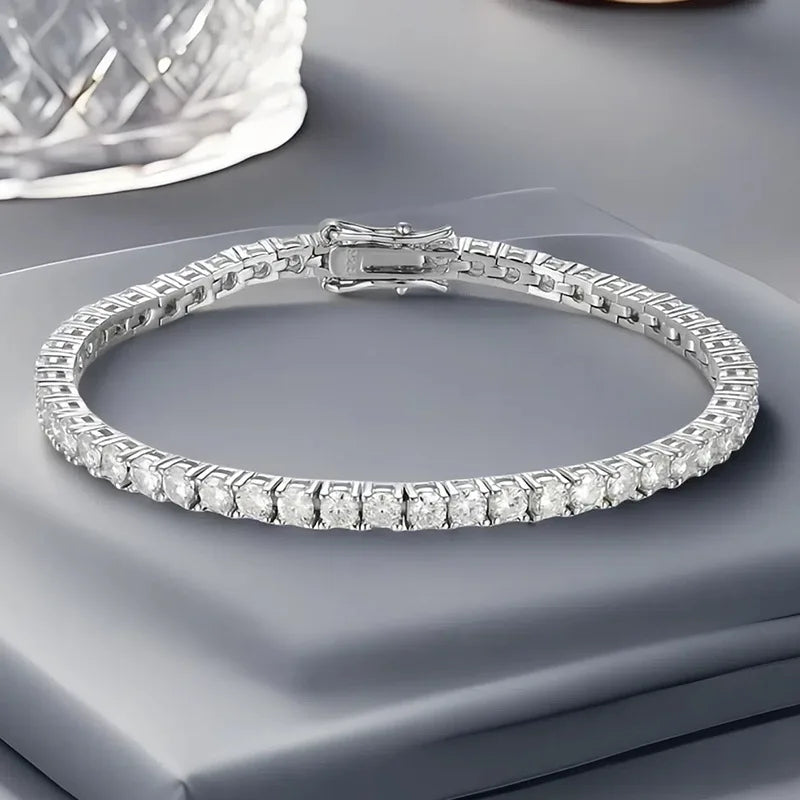 Bracelet Tennis Femme en Argent 925 – Moissanite D VVS1 Certifié GRA, Bijou Fin Élégant