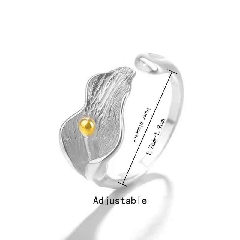 Bague Lotus en Argent Sterling 925 Femme – Texture Rétro & Ajustable | Cadeau Bijou