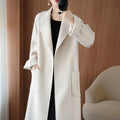 LANMREM Popular 2025 High End Water Ripple Double-sided Wool Coat Women Long Bathrobe Style Autumn Winter Coat For Female 2A462