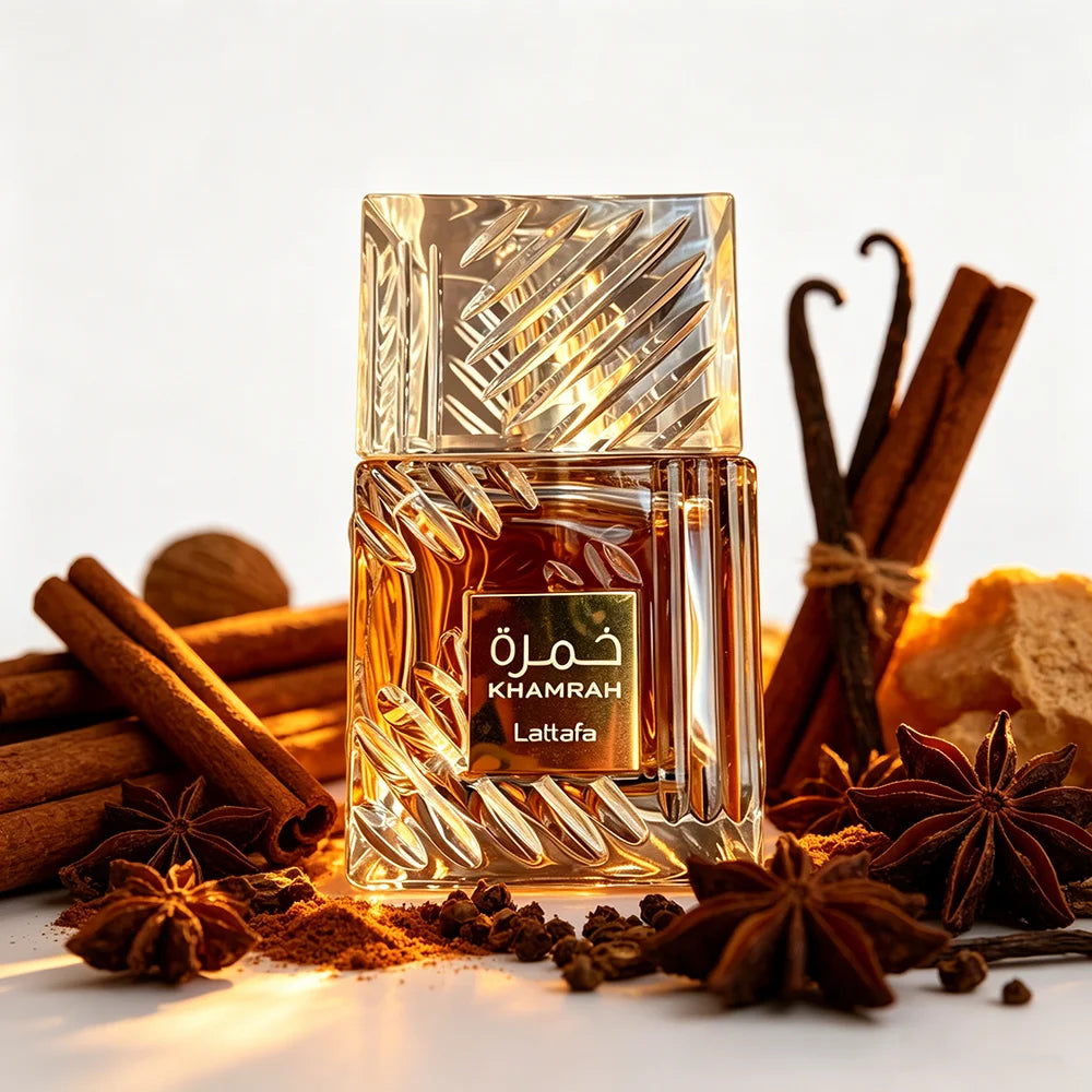 Lattafa Khamrah 100ml Eau De Parfum - Rich Sweet Oriental Scent with Vanilla, Cinnamon & Tonka, Perfect for Daily & Evening Wear, Long Lasting Unisex Fragrance