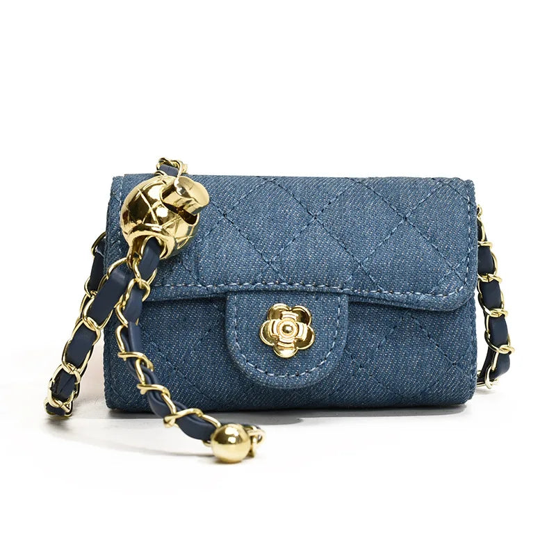 Mini Sac Bandoulière Femme Cuir PU – Chaîne Style Coréen, Couleur Unie, 7 Coloris
