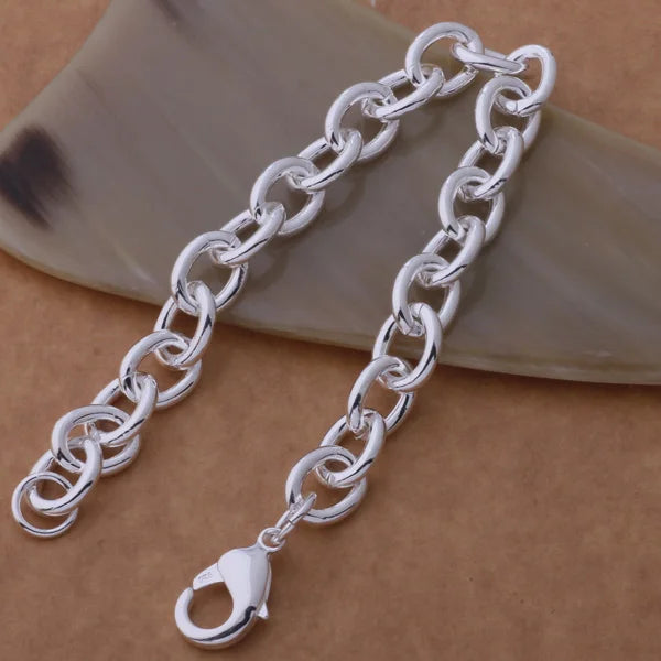 Bracelet Charm en Argent Sterling 925 – Chaîne Perlée Romantique pour Femme