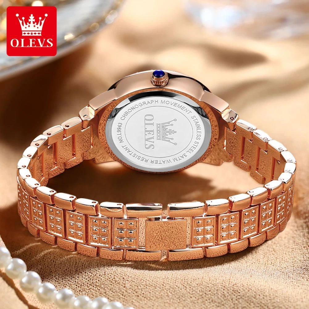 Montre Femme OLEVS 9943 – Cadran Romain Diamant Lumineux Quartz, Style Luxe & Mode