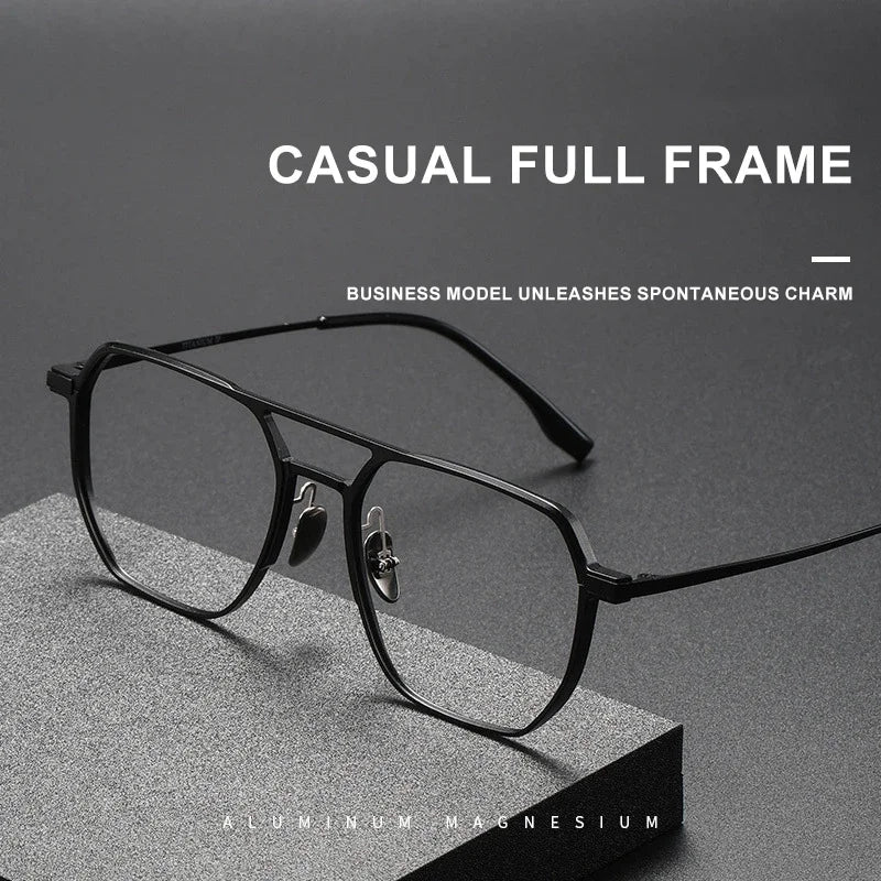 Lunettes de Lecture VICKY Double Pont Anti-Lumière Bleue – Monture Aluminium/Titane, Correction Personnalisable
