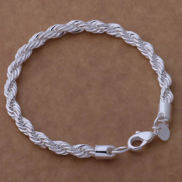 Bracelet Charm en Argent Sterling 925 – Chaîne Perlée Romantique pour Femme