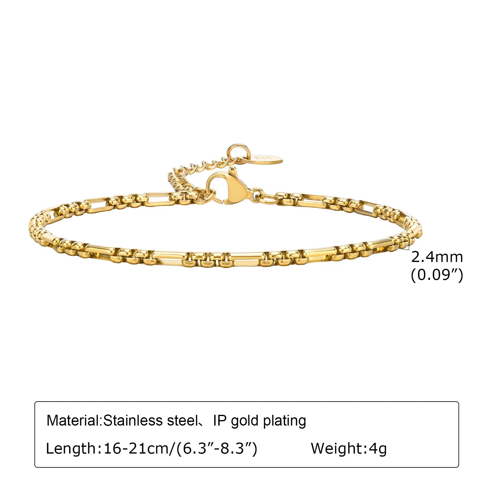 Bracelet Chaîne Acier Inoxydable Waterproof – Plaqué Or Femme