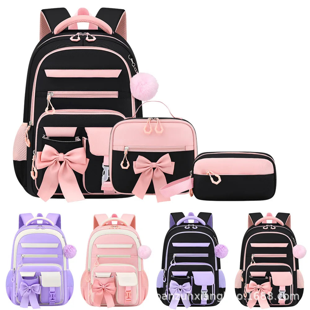 Cute Student Backpack 3pcs/set Primary Schoolbag Rabbits and Quicksand Kawaii Student Backpack Teenage Girls Handbag Rucksack