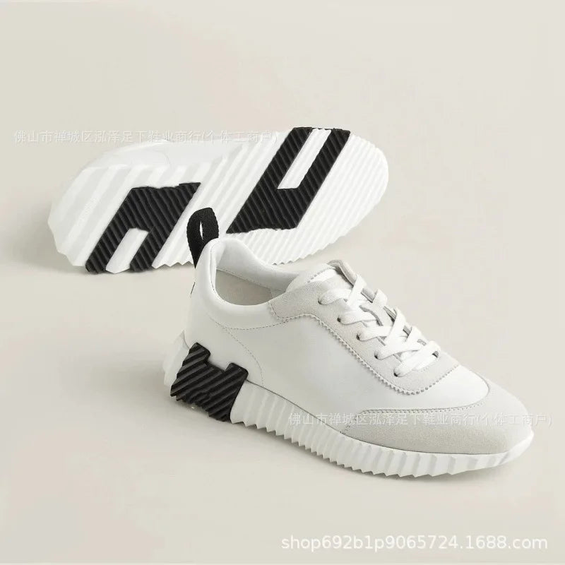 for H home, classic breathable casual sports shoes multi-color splicing leather fashion versatile mesh lace-up dad shoes men