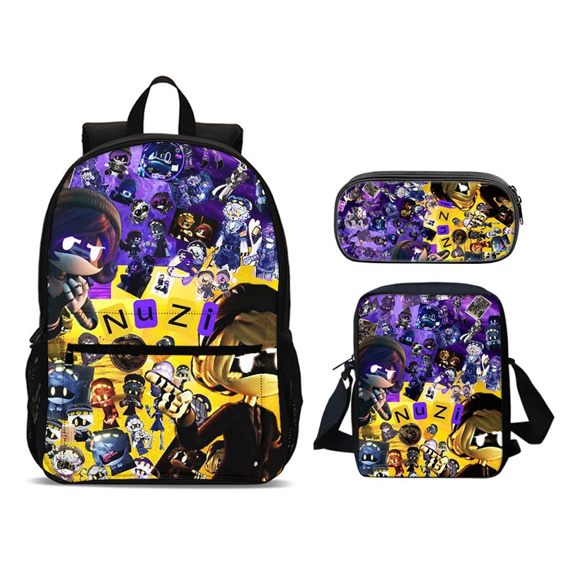 Murder Drones 3pcs Set Backpack 47cm/18.5inch Large Capacity Backpack Shoulder Bag Pencil Case Book Bags for Boys Girl Best Gift