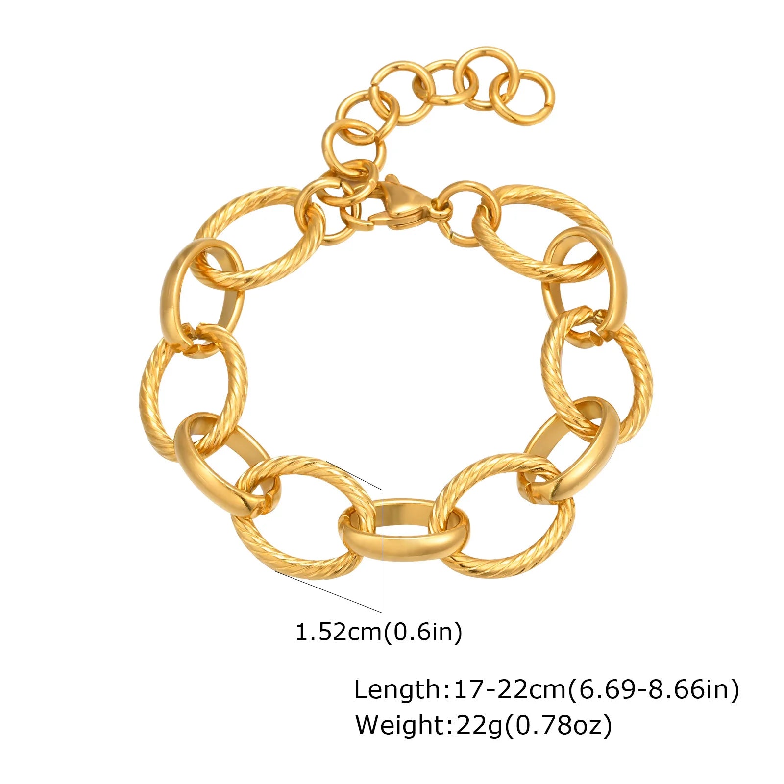 Bracelet Chaîne Acier Inoxydable Plaqué Or – Femme