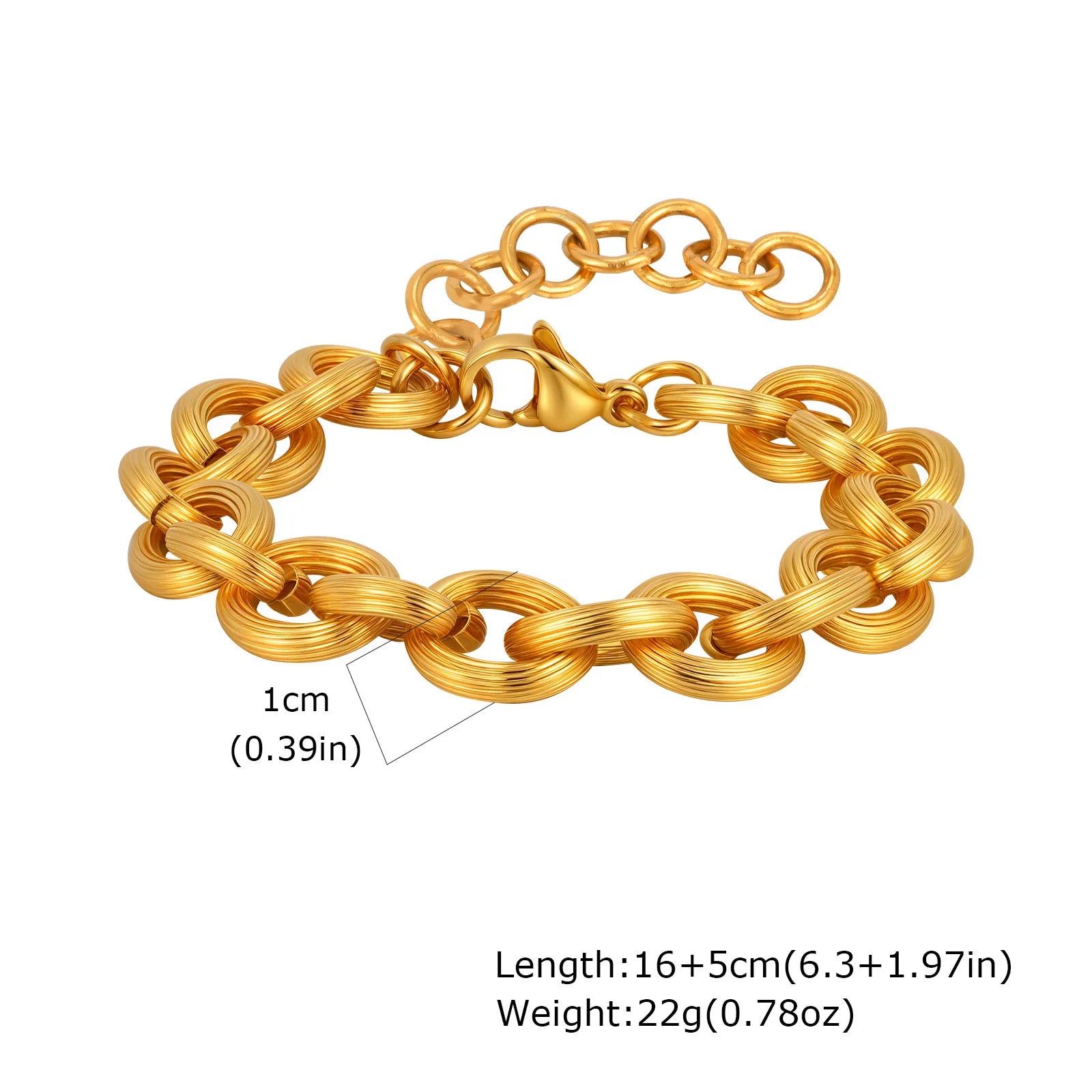 Bracelet Chaîne Acier Inoxydable Plaqué Or – Femme