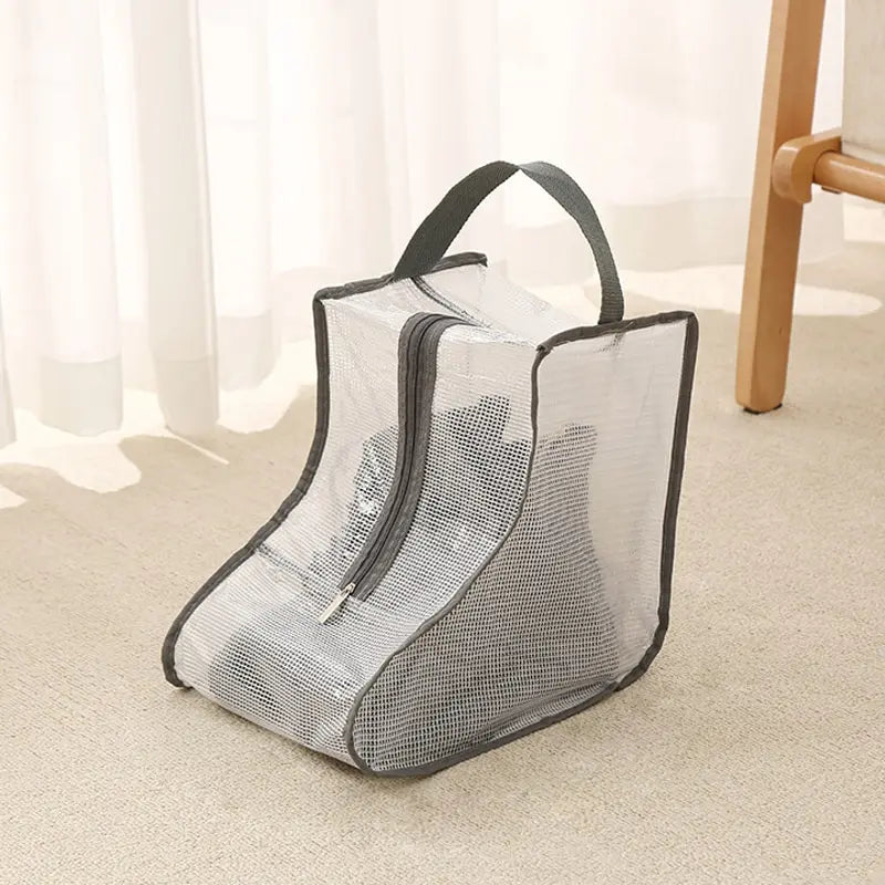 Winter Shoes Dust Cover Mesh Transparent Shoe and Boot Storage Bag with Zipper Portable Travel Dust Organizer Protector Bag