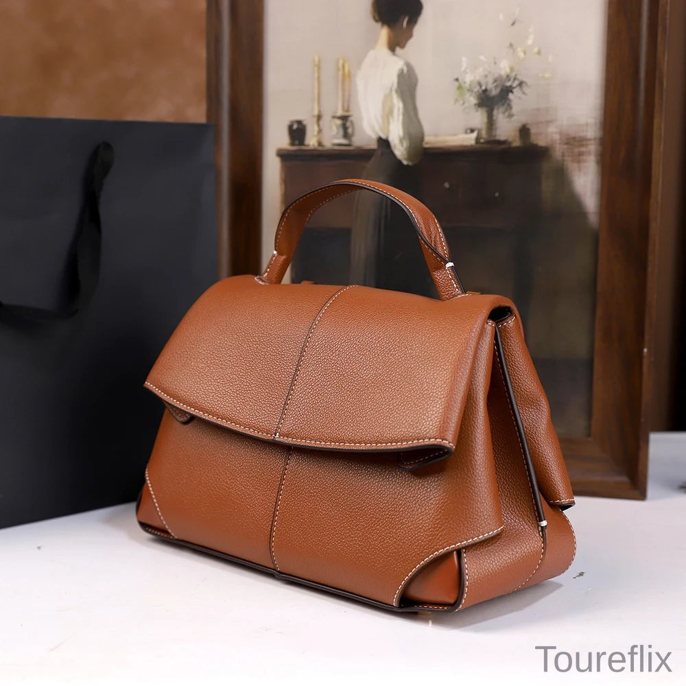 2026 New Retro Simple Handbag Versatile and Elegant Solid Color Shoulder Crossbody Bag Handbag Commuter