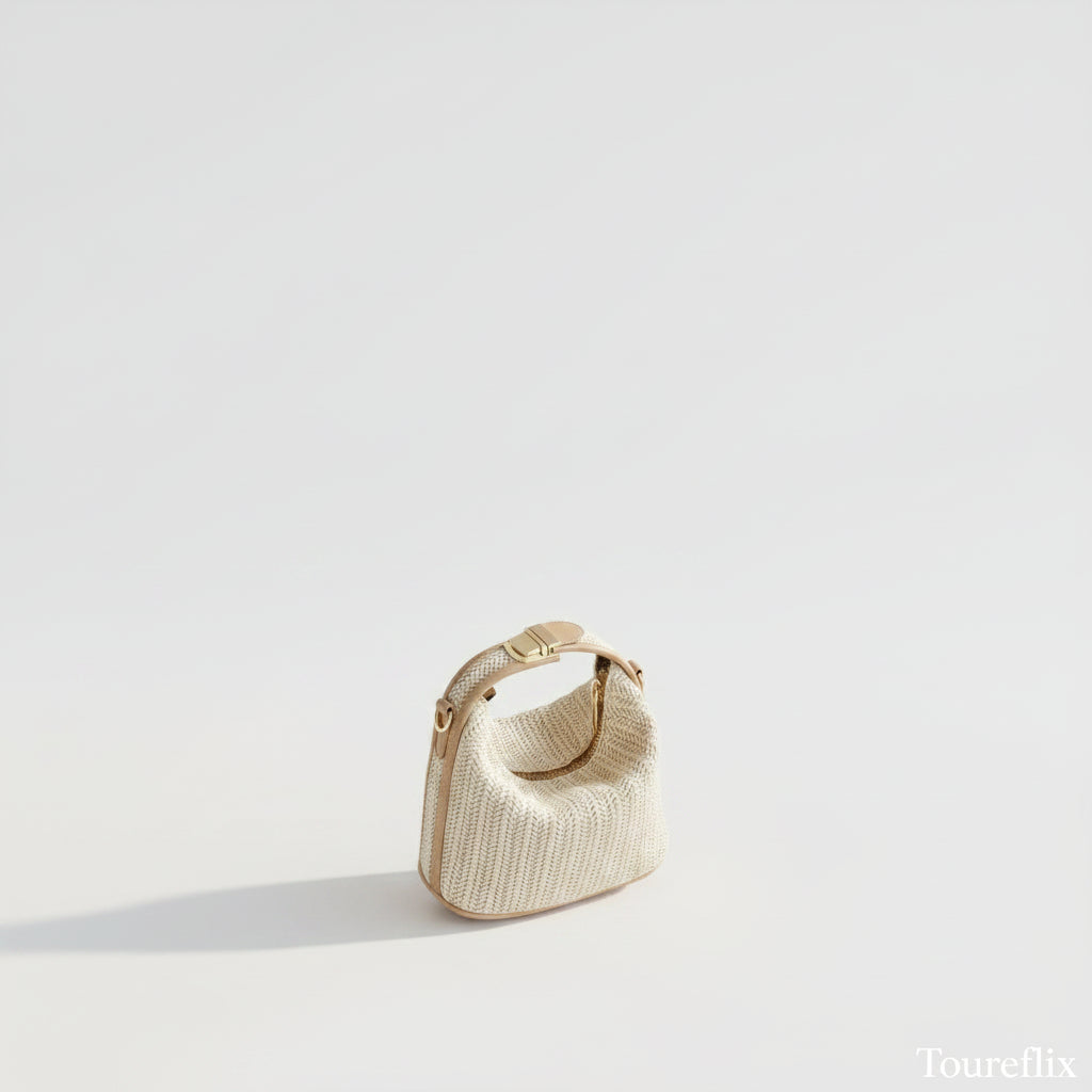Sac en Paille Bohème – Petit Sac Seau Tressé Style Balnéaire