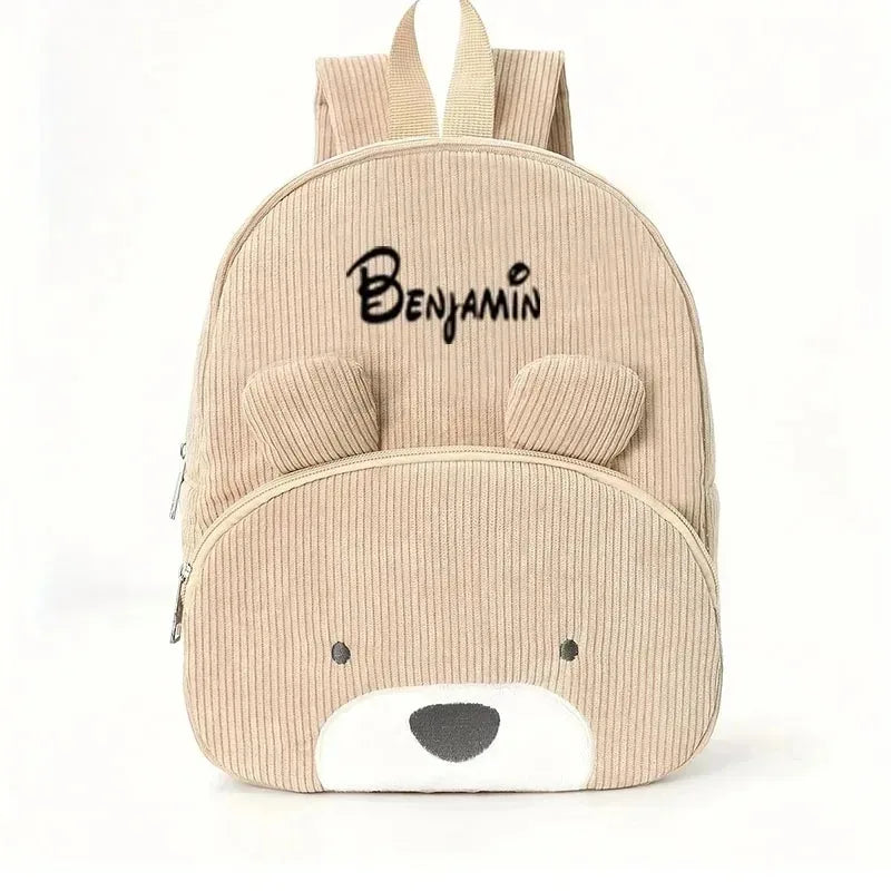 Sac à Dos Enfant Personnalisé – Broderie Prénom | Velours Côtelé Cartoon