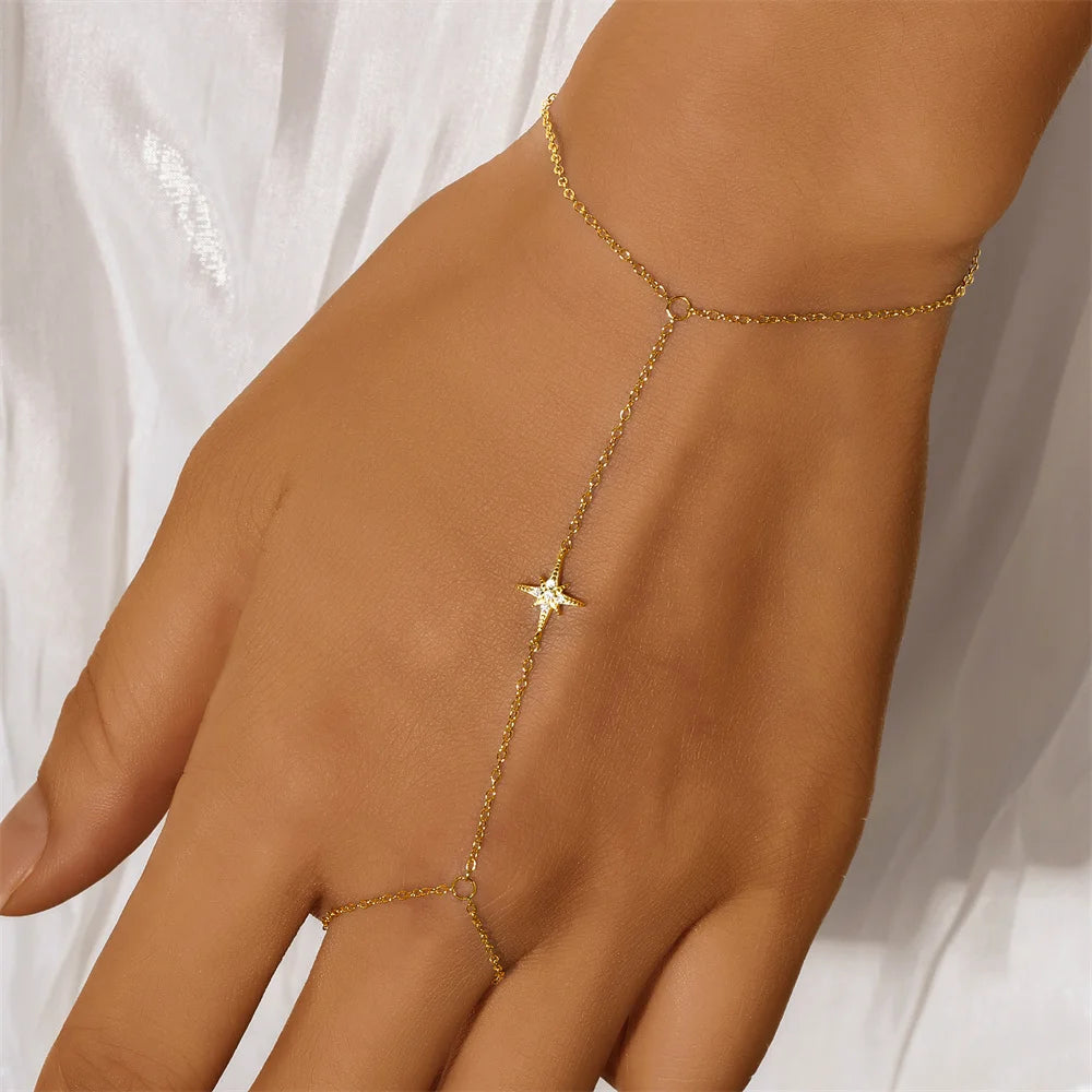 Bracelet Charme Femme en Argent 925 – Zircon Œil de Cheval & Chaîne Anneau | Or & Argent