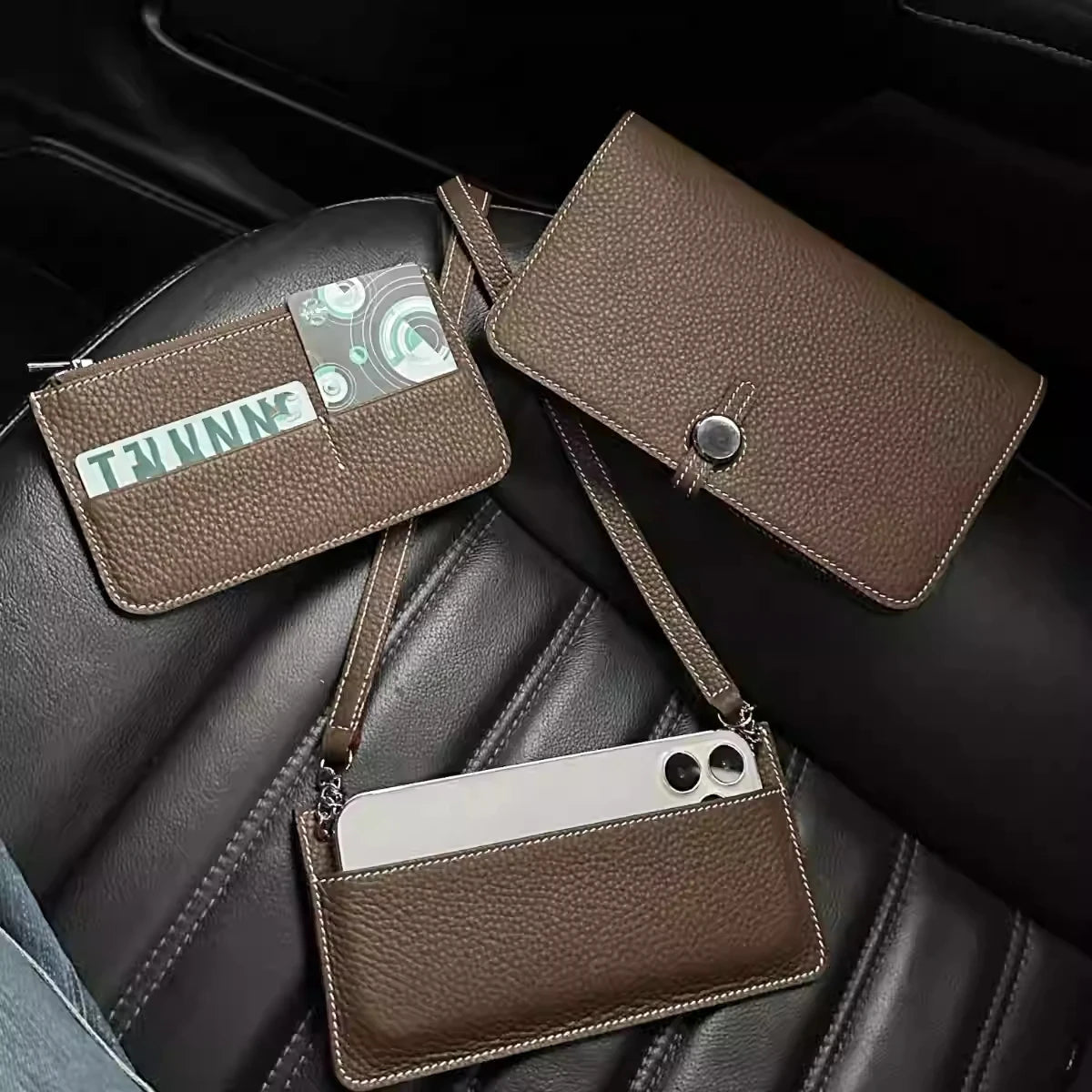 New PU Crossbody Mobile Phone Bag Convenient Multifunctional Passport Card Bag Three In One And One Handheld Bank Card Wallet