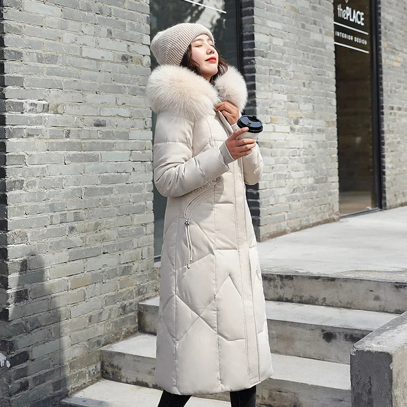 Parka d'Hiver Mi-Longue Femme – Manteau Matelassé à Capuche Col Fourrure, Chaud & Élégant
