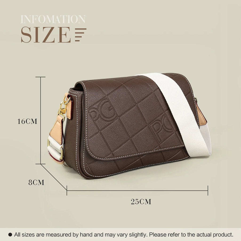 PATSY PG GARIS Classic Retro Women's New Shoulder Bag Leather Material Multi Functional Old School Design Classic Crossbody Bag