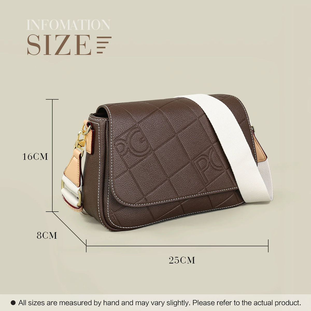 PATSY PG GARIS Classic Retro Women's New Shoulder Bag Leather Material Multi Functional Old School Design Classic Crossbody Bag