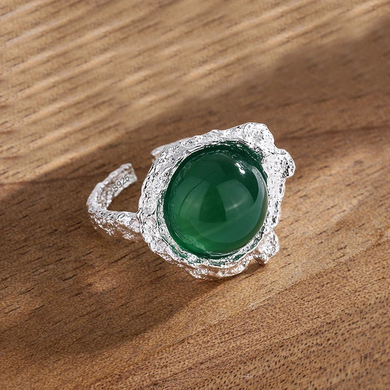 Bague Lotus en Argent Sterling 925 Femme – Texture Rétro & Ajustable | Cadeau Bijou