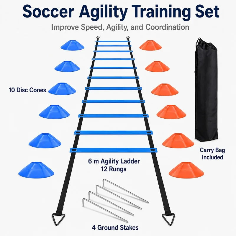 Agility Ladder Speed Training Equipment Football Training Adjustable Nylon Strap Jumping Ladder Fitness Soccer Athletes