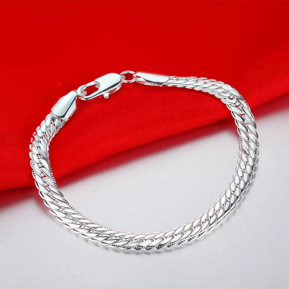 Bracelet Charm en Argent Sterling 925 – Chaîne Perlée Romantique pour Femme