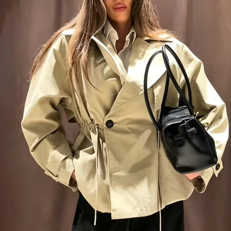 Trench Coat Femme Élégant – Veste Boutonnée Ceinturée Style Coréen | Automne 2026