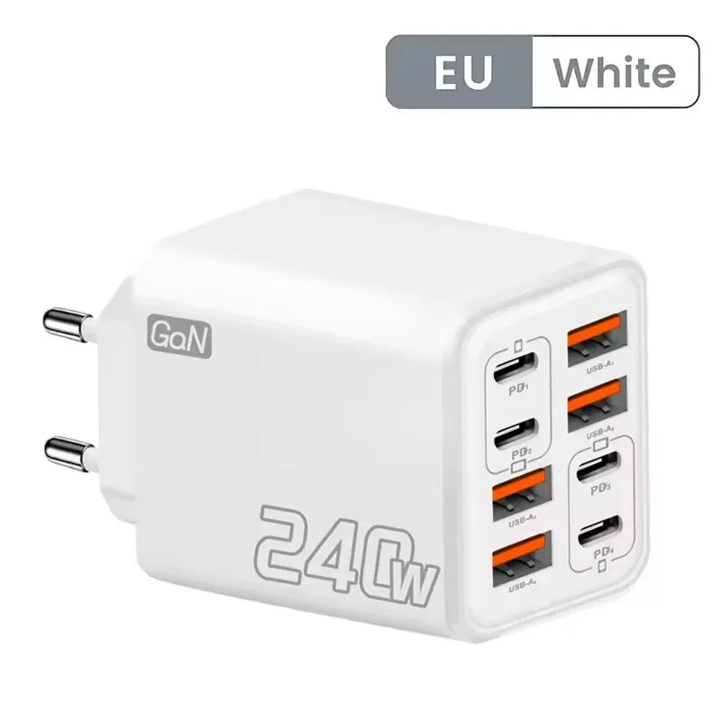Chargeur GaN 240W 8-en-1 USB-C Charge Rapide - iPhone Samsung Xiaomi
