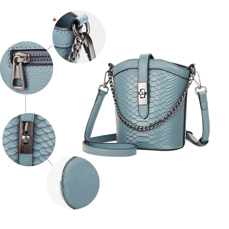 2023 New Genuine Leather Crossbody Bag Women's Small Bag Fashion Texture Crocodile Pattern Shoulder Bag Women's Handbag