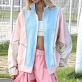 Casual Women's Denim Jacket Loose Stand Collar Long Sleeve Zipper Pocket Elastic Hem Solid Coat 2026 Autumn Lady Fashion Jackets