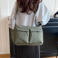 Sac Bandoulière Femme en Toile Style Boston Rétro – Grande Capacité, Pendentif Grenouille Optionnel