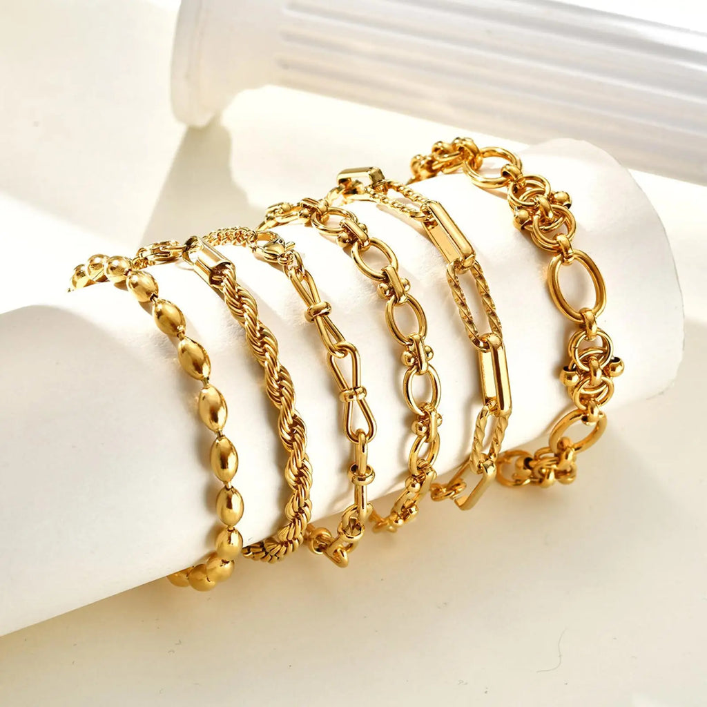 Bracelet Chaîne Acier Inoxydable Plaqué Or – Femme