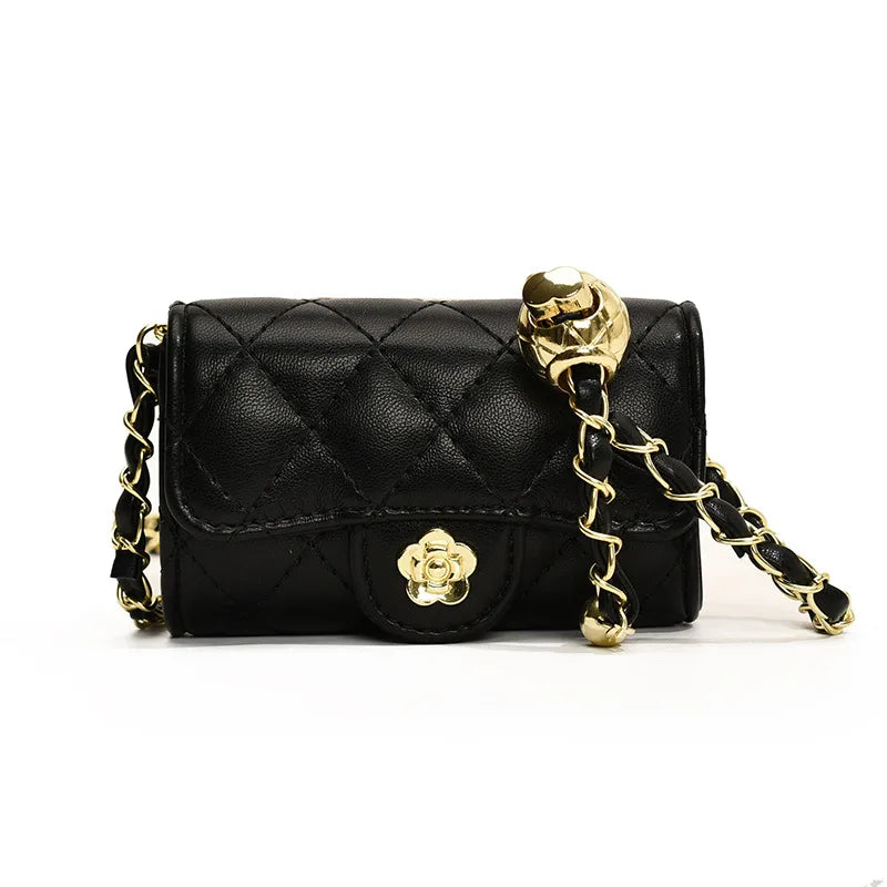 Mini Sac Bandoulière Femme Cuir PU – Chaîne Style Coréen, Couleur Unie, 7 Coloris