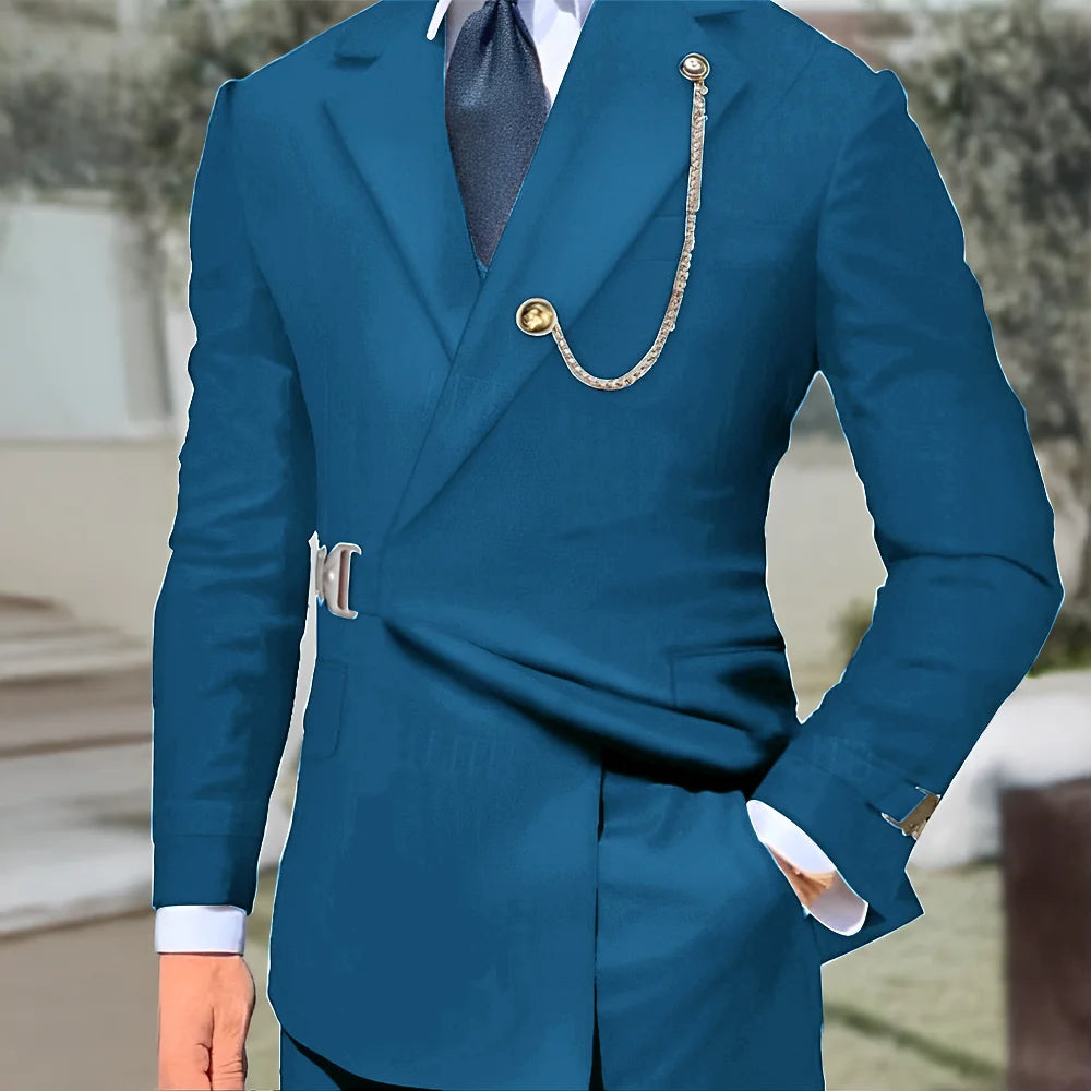 New Men's Suit 2-piece Business Formal Blazer Double-breasted Design Groom Tuxedo for Wedding XS-5XL Outfit