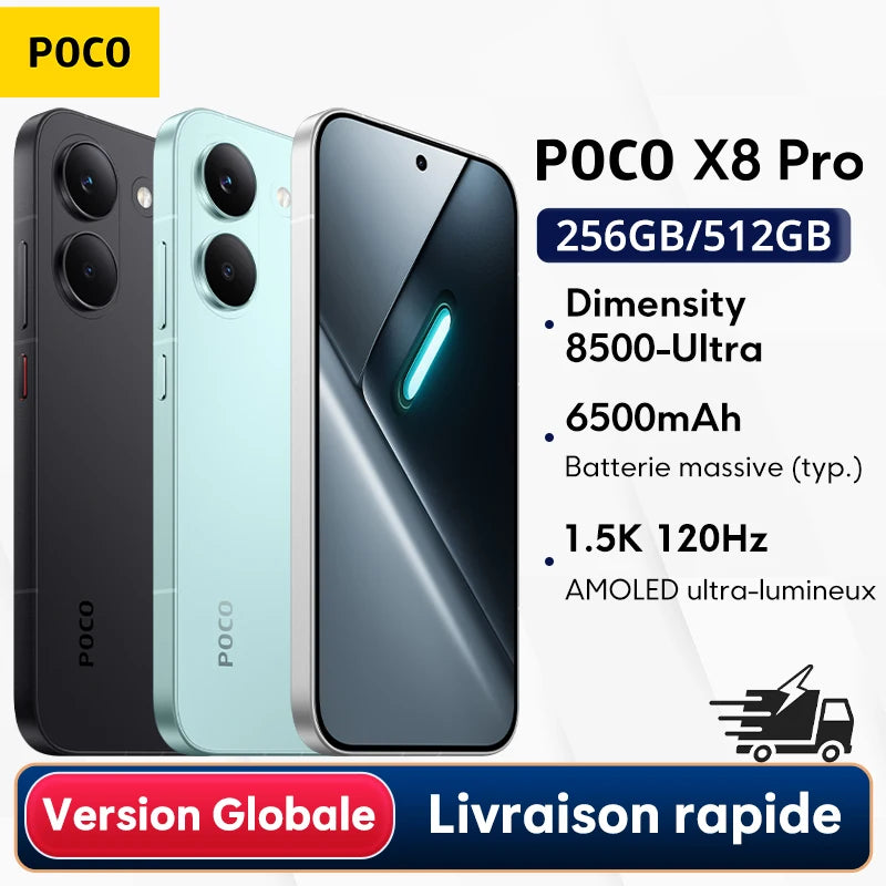 Global Version POCO X8 Pro, battery mAh, HyperCharge 100 W, main camera 50 MP, NFC compatible