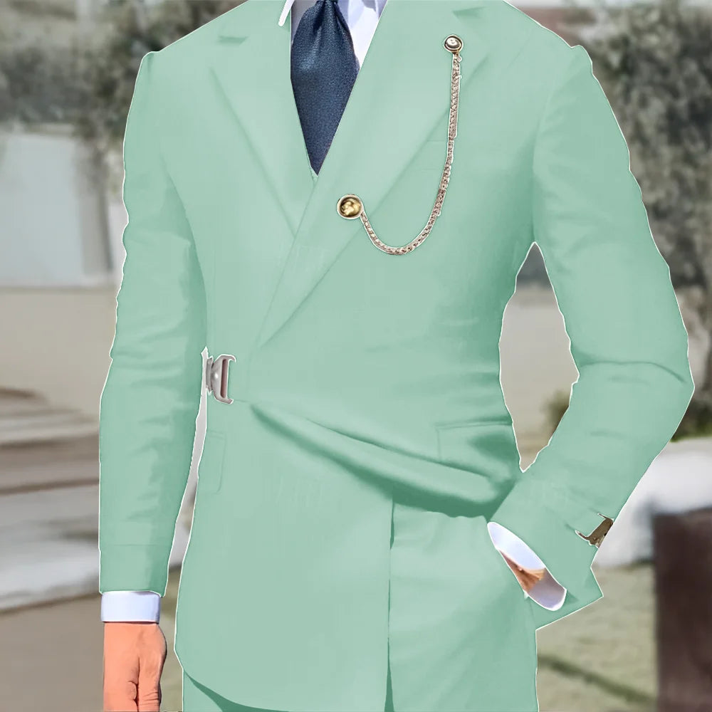 New Men's Suit 2-piece Business Formal Blazer Double-breasted Design Groom Tuxedo for Wedding XS-5XL Outfit