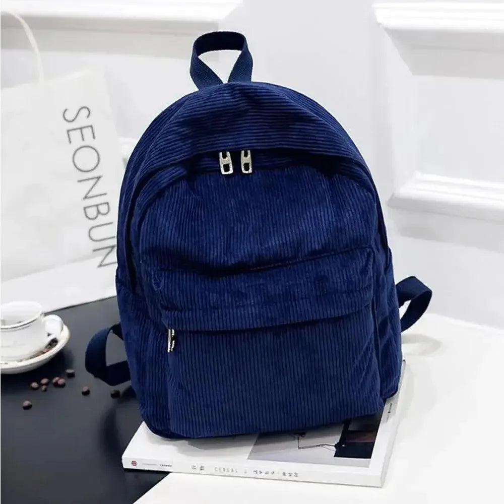 New Corduroy Men's and Women's Backpacks with College Style, Multi-purpose and Large-capacity Outdoor Trendy Student Schoolbags
