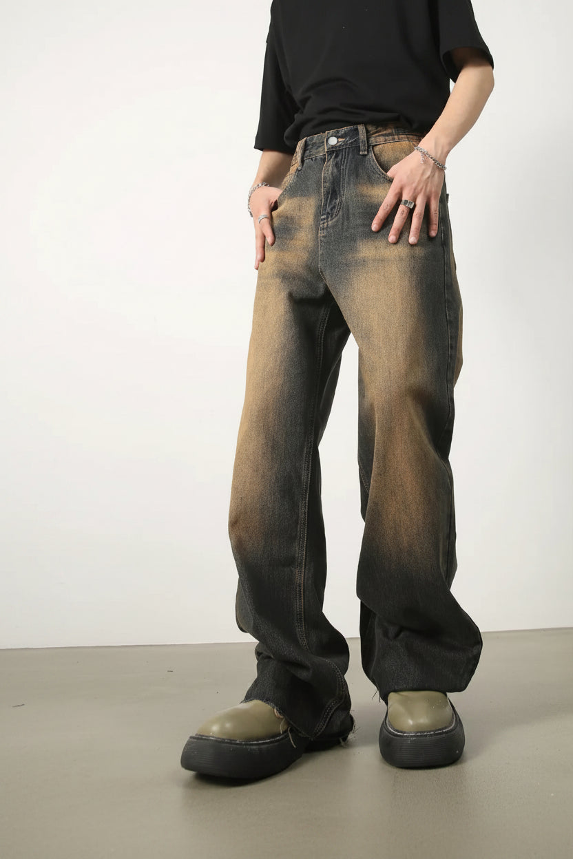 Jean Style Coréen Homme – Coupe Large Jambe Droite Taille Ajustable | Tendance 2026