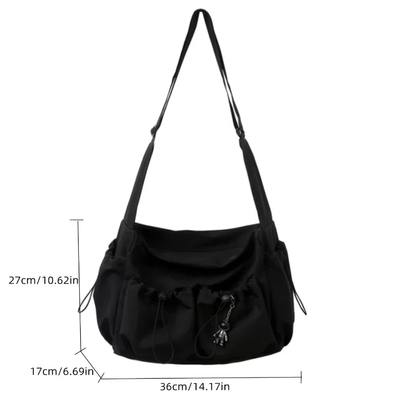 Sac Bandoulière Mixte FXZLLQ – Nylon Grande Capacité, Cordon & Breloque, Fermeture Zip
