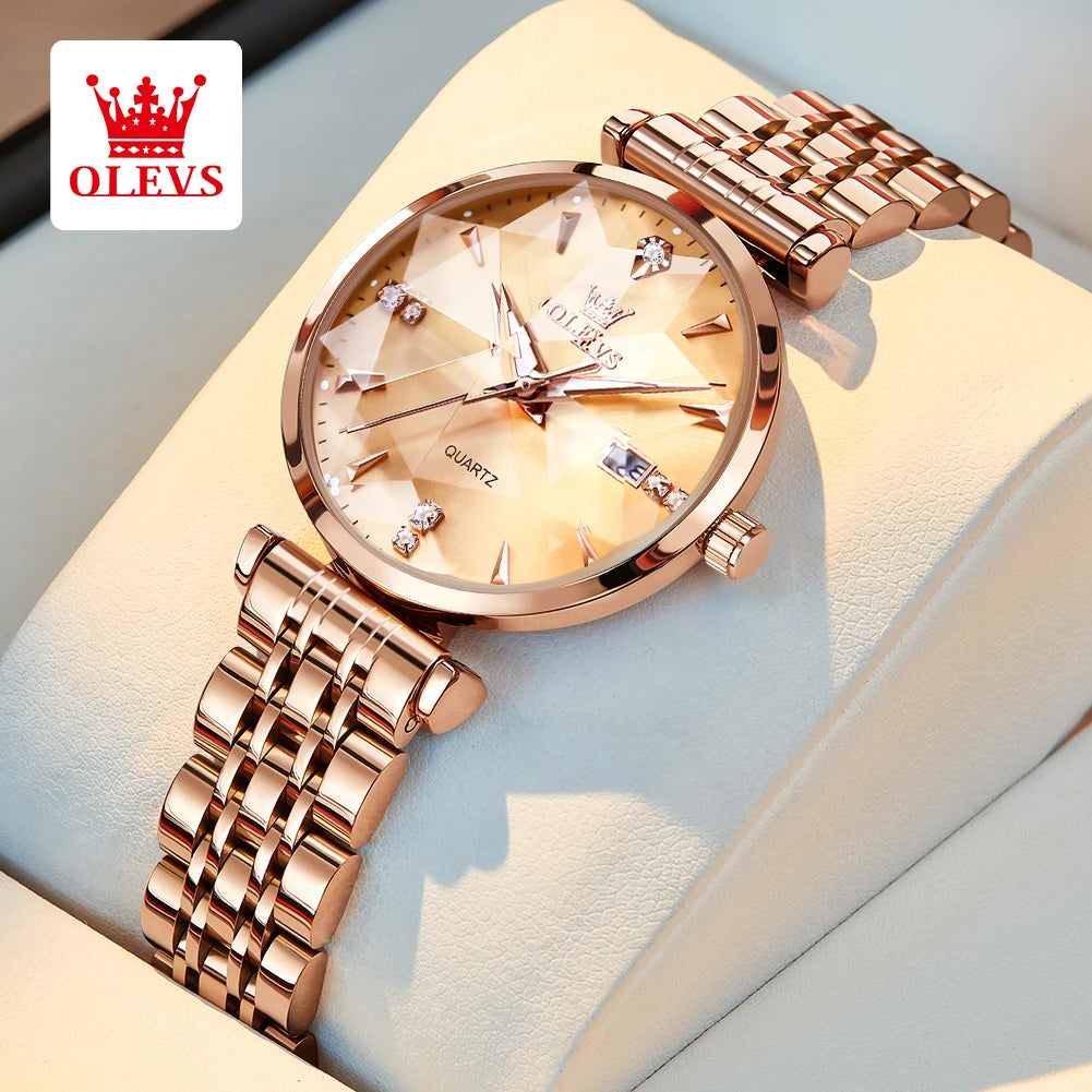 Montre Femme OLEVS 5536 Quartz Diamant – Coffret Bracelet Luxe