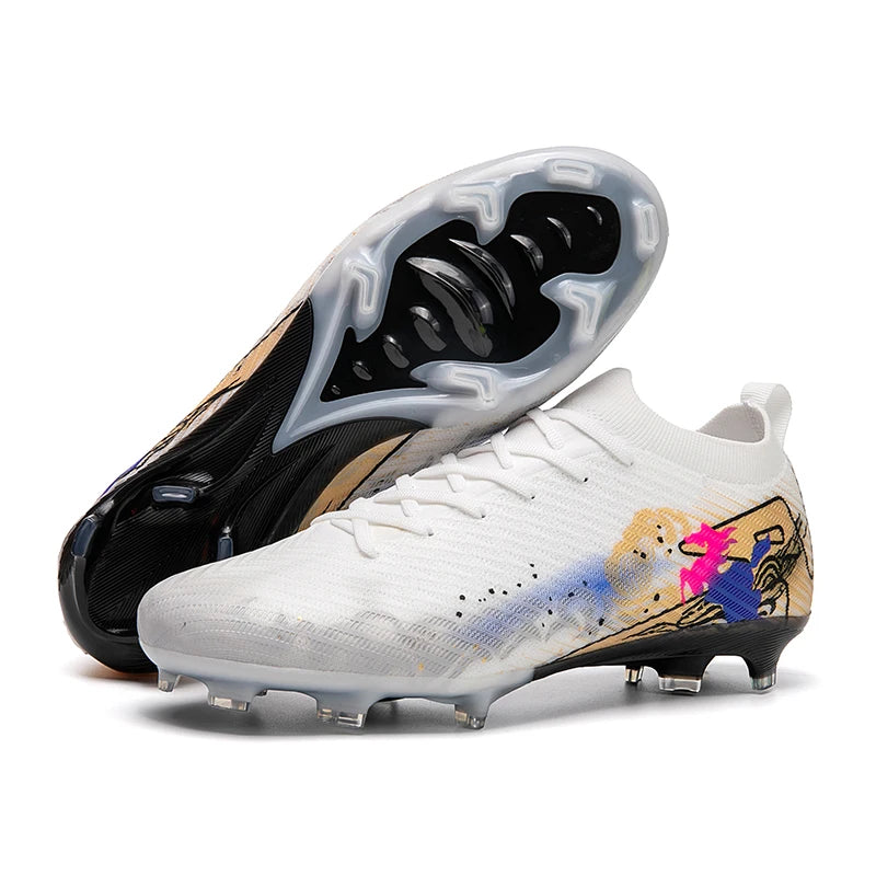 New Men Football Boots Soccer Cleats FG Non-Slip Training Shoes Soccer Shoes Long Spikes Match Ultralight Outdoor Drop Shipping